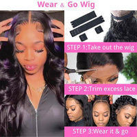 Purple Highlight Body Wave Wig – Black Human Hair Lace Front, Glueless & Transparent HD Lace for Women