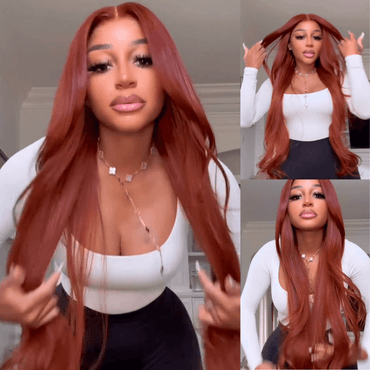 Red Body Wave Lace Front Wig – 13x4 HD Transparent Lace, Pre-Plucked Human Hair - Majesty Wig