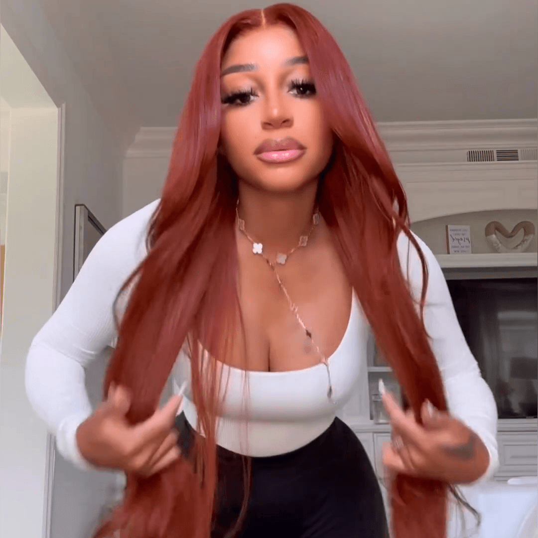 Red Body Wave Lace Front Wig – 13x4 HD Transparent Lace, Pre-Plucked Human Hair - Majesty Wig