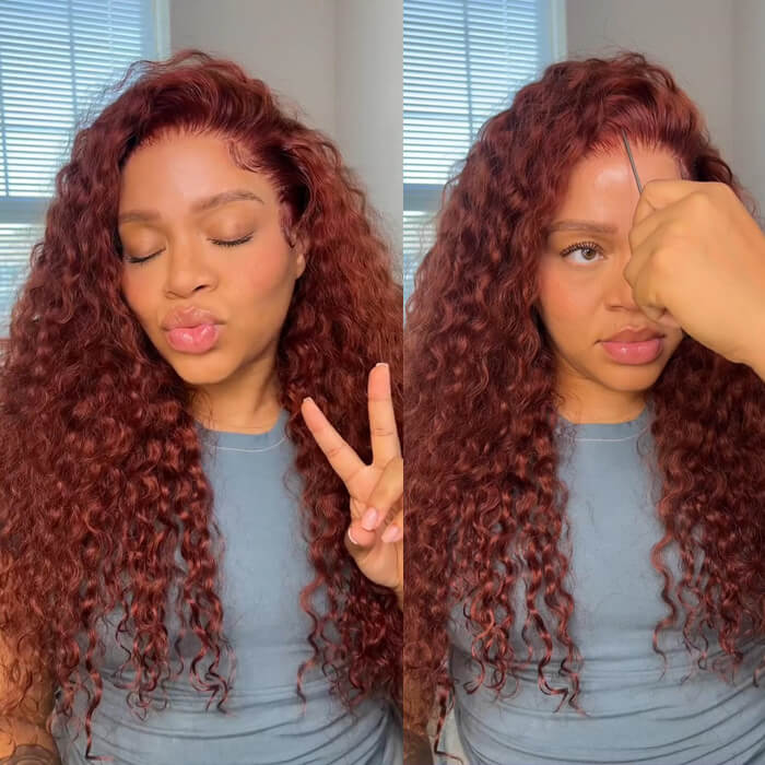 Reddish Brown Glueless Wig – 13x4 Lace Frontal & 8x5 Closure Human Hair Wig | Put On & Go Ready-to-Wear