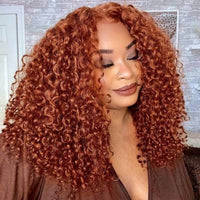 Reddish Brown Spanish Curly Wig – 13x4 HD Lace Front, Colored Human Hair Wig for Women - Majesty Wig