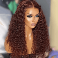 Reddish Brown Spanish Curly Wig – 13x4 HD Lace Front, Colored Human Hair Wig for Women - Majesty Wig