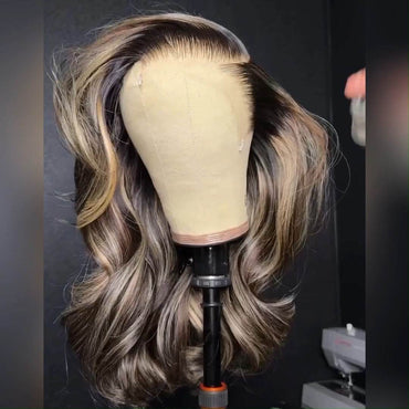 Short Body Wave Bob Wig – Blonde Highlights, Glueless HD Lace Front, Human Hair for Women - Majesty Wig