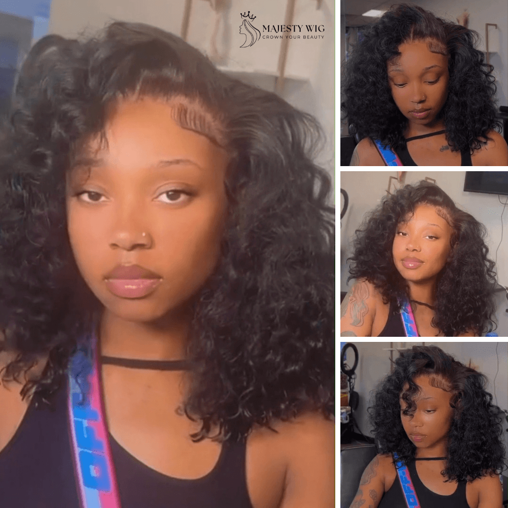 Short Curly Bob Glueless Lace Front Wig - Majesty Wig