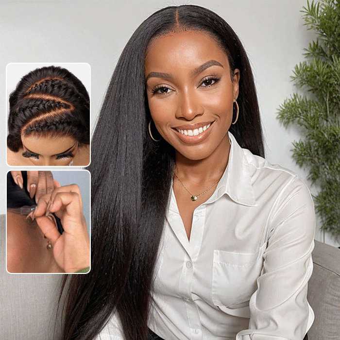 Yaki Straight Glueless Lace Wig – 13x6 HD Lace Front, Pre-Cut & Pre-Plucked, Real Ear-to-Ear Fit